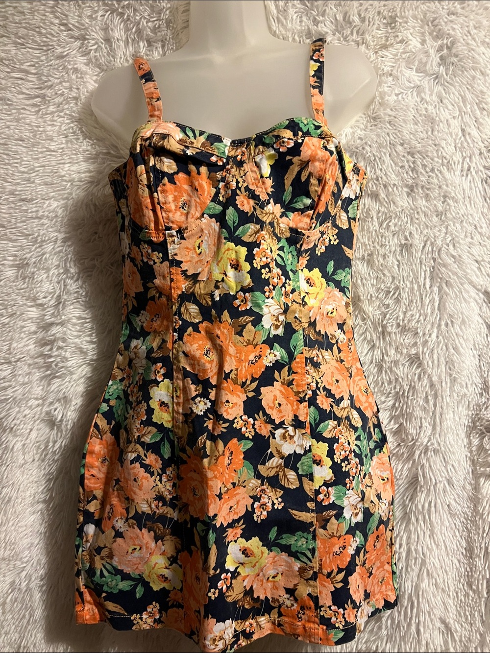 MINKPINK Floral Denim Corset Mini dress